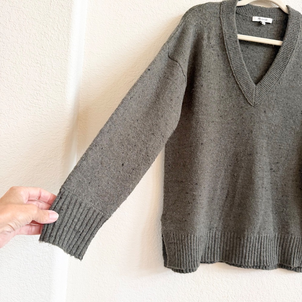 Madewell Womens Green Donegal Wool Blend V-Neck Pullover Sweater Size S Small - Picture 6 of 11